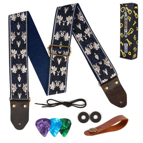 Jacquard Embroidered Cotton Guitar Straps for Acoustic Guitars with Real Leather Ends
| Real Leather Ends Jacquard Embroidered Cotton Guitar Straps for Acoustic Guitars
| Acoustic Guitars Premium Jacquard Embroidered Cotton Guitar Straps with Leathe 