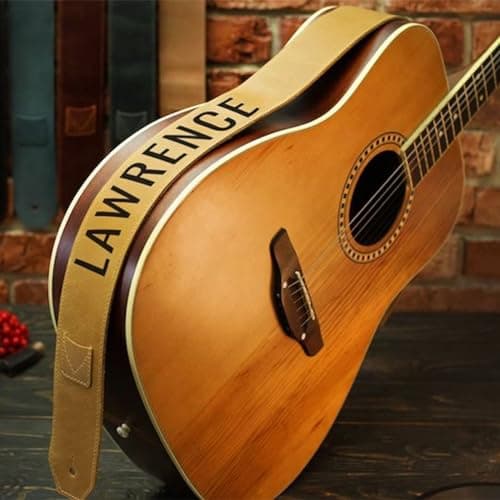 Engraved Text Custom Guitar Strap - Personalized Microfiber Leather Bass Strap Gifts for Men (Style 1)