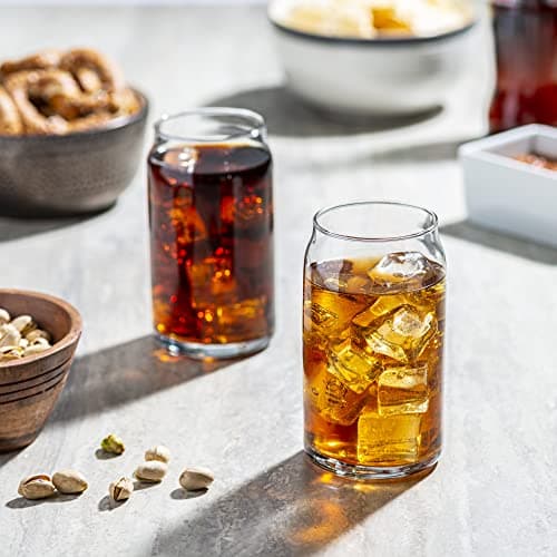 GLING 6 Pack 16oz Glass Can-Shaped Cups Beer & Coffee Tumblers