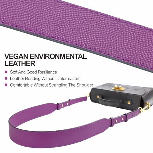Nefelibata Glamour Purple Leather Crossbody Purse Strap with Custom Metal Buckle