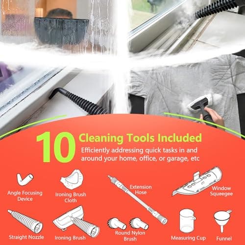 Handheld Steam Cleaner for Home Use with 10pcs Tools and Safety Lock