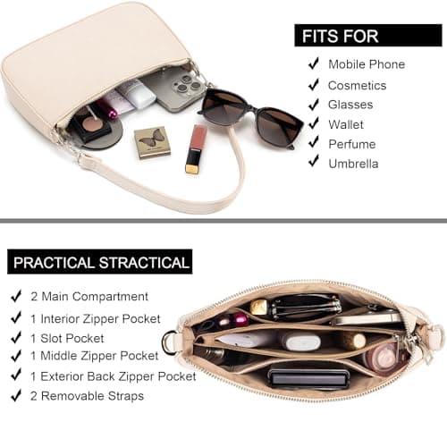 NIUEIMEE ZHOU Small Shoulder/Crossbody Clutch Bag for Women with 2 Removable Straps