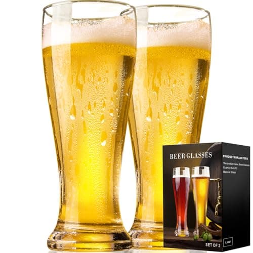 PARACITY 16 oz Beer Glasses Set of 2 – Perfect for Pilsner and Wheat, Ideal Gift for Men