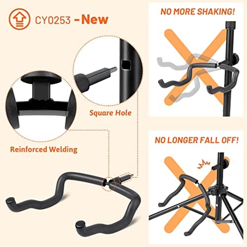 CAHAYA Black Height Adjustable Guitar Stand for Acoustic Electric Classical Bass Banjo