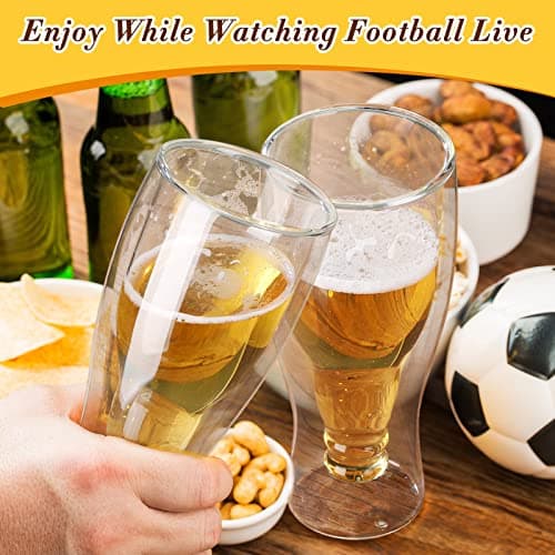 15.5 Oz Double Wall Insulated Beer Glass - Freezable Clear Pub Mug for Beer Lovers