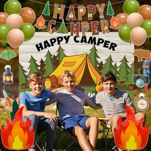Roetyce Happy Camper Party Decorations, 41PCS Banner Balloons Kit