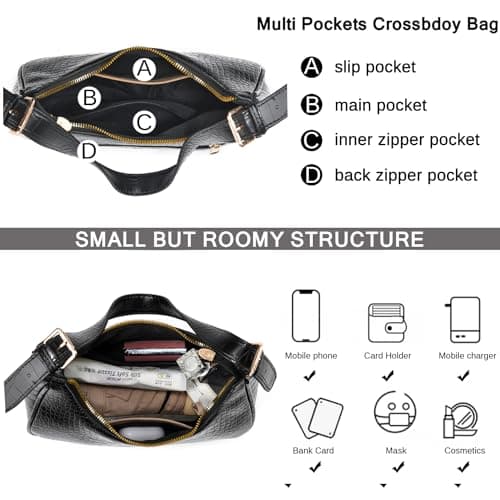 CROJUYI Small Crescent Shoulder Clutch Hobo Tote Purse for Women