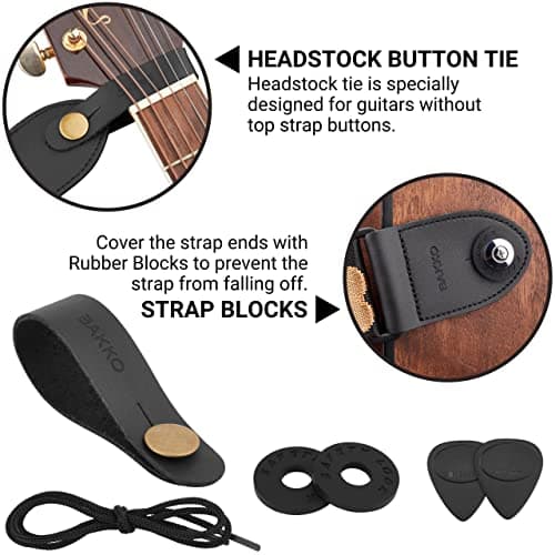 Bakko Camo Guitar Strap: Nylon Woven with Leather Ends