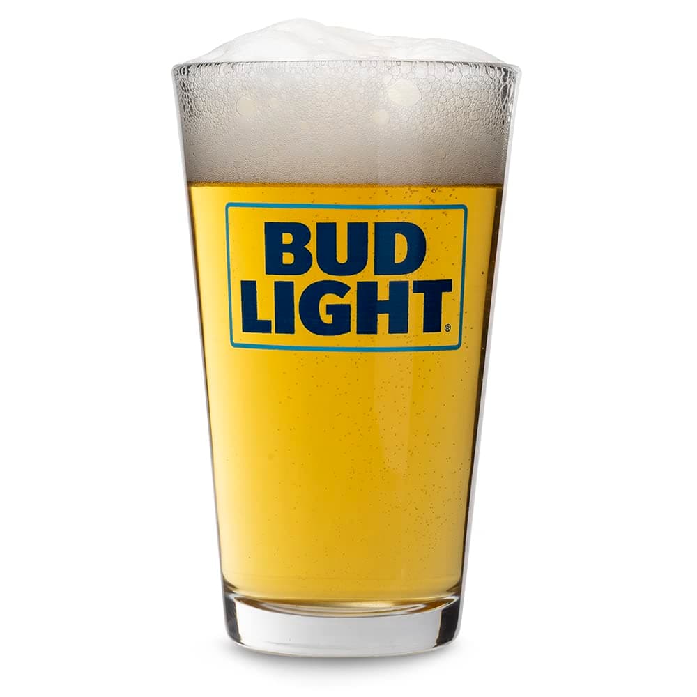 Bud Light Classic Blue Rectangle Logo Pint Glass - Set of 2