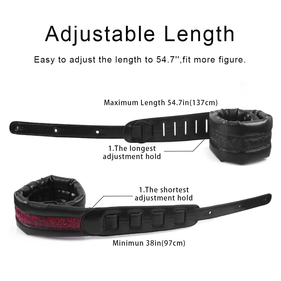 Neoprene Carbon Buckle Guitar Strap Soft Leather Bass/Electric/Acoustic