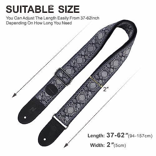 Nefelibata Guitar Strap with Pick Pocket for Bass, Electric, and Acoustic Guitars