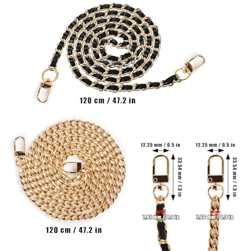 Sankoly 2-Pack Cross-Body Bag Iron Chain Strap, 47" Long