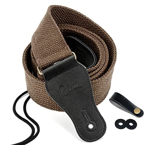 BestSounds Soft Cotton Genuine Leather Guitar Strap for All Guitars