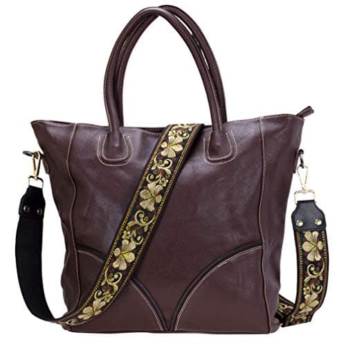 Vintage Flower Adjustable Crossbody Purse Guitar Style Jacquard Woven Handbag Strap