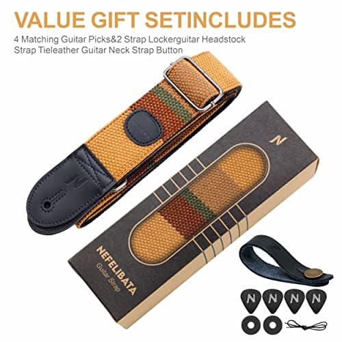 Nefelibata Guitar Strap with Pick Pocket - 2 Inch Thicker Woven Strap for Bass, Electric, and Acoustic Guitars