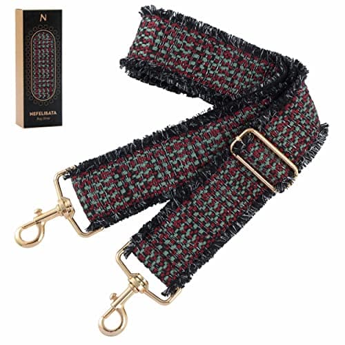 Nefelibata Adjustable 2 Purse Strap - Multi-Pattern Crossbody Replacement — Silver silk black embroidery