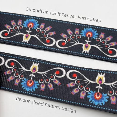 Adjustable Canvas Purse Strap with Gold Metal Buckle