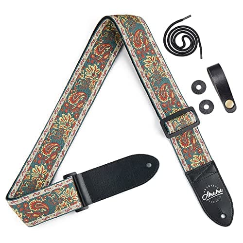 Vintage Jacquard Paisley Guitar Strap for Bass, Electric & Acoustic Guitars