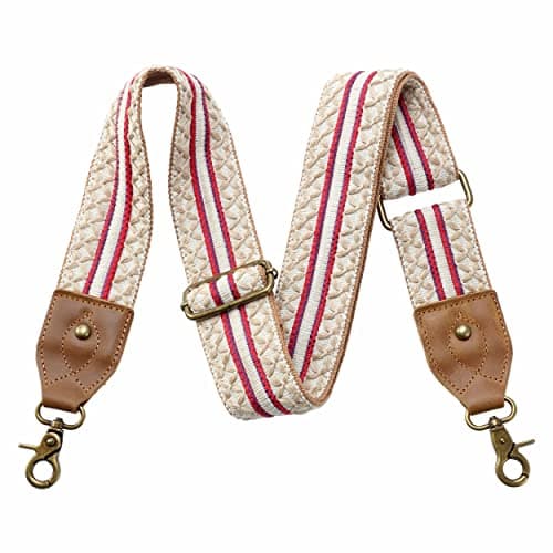 Nefelibata Purse Strap - Wide Leather Shoulder Strap with Embroidery — Vintage Yellow
