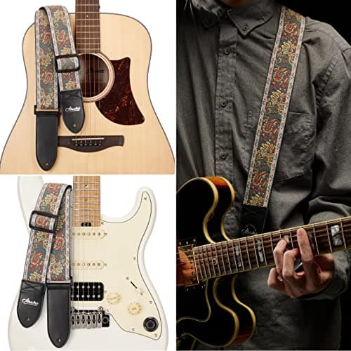 Vintage Jacquard Paisley Guitar Strap for Bass, Electric & Acoustic Guitars