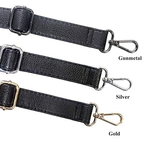 Replaceable Black/Gold Purse Strap - Full Grain Microfiber Leather - 59 Adjustable Crossbody Shoulder Bag - 1 Wide