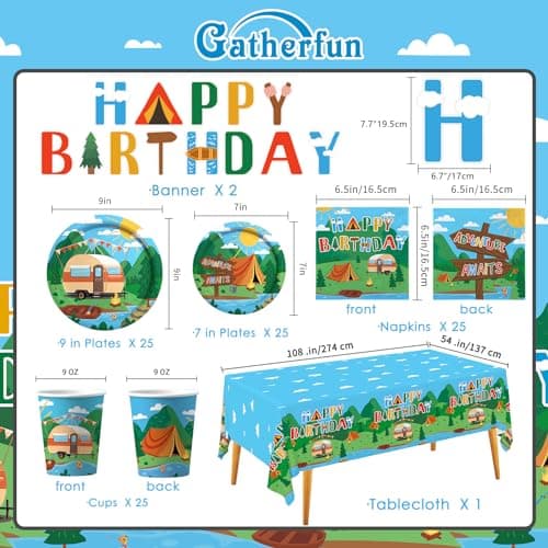 Camping Party Decorations Set - Serves 25 - 1st Birthday & Wedding Parties