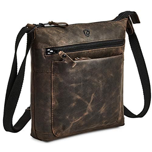 Vintage Real Leather Crossbody Bag for Women Travel Shoulder Purse Small — Coffee Crazy Horse