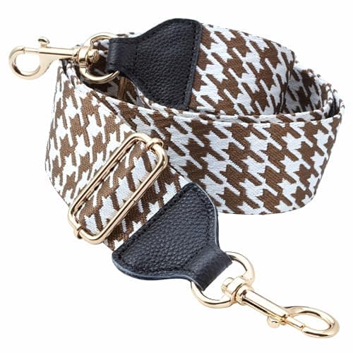 Nefelibata Purse Strap, Full Grain Cowhide Shoulder Strap — C#-houndstooth Brown
