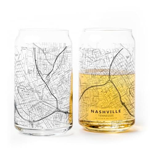Nashville Black Lantern City Map Pint Glass Set – Craft Beer Drinkware