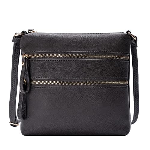 Solene Small Multi-Zip Pocket Crossbody Travel Purse — Charcoal Grey