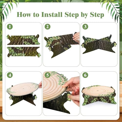 Zopeal Green Leaf Wooden Cupcake Stand for Baby Shower Decoration