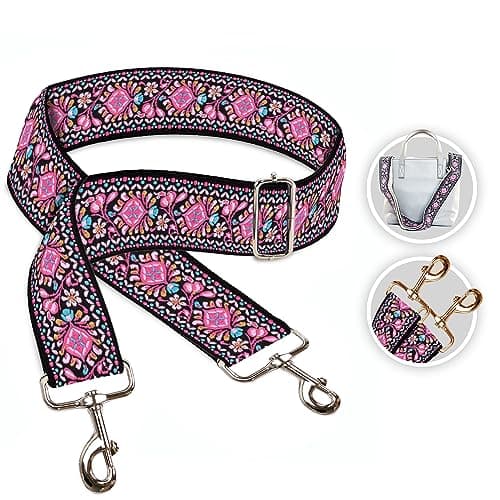 Art Tribute Wide Handbag Strap — Pink W/Silver Hardware