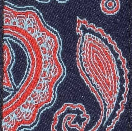 KLIQ Vintage Woven Guitar Strap for Acoustic & Electric Guitars — Paisley Blue & Red