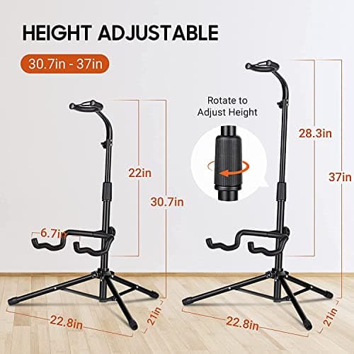 CAHAYA Black Height Adjustable Guitar Stand for Acoustic Electric Classical Bass Banjo