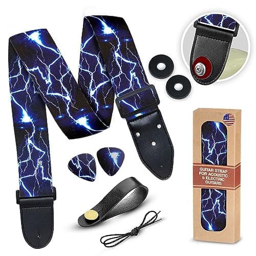 Van Gogh Sunflowers Guitar Strap Bundle with 2 Locks & Picks — Lightning