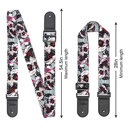 Leather Ends Guitar Strap for Bass, Electric, Acoustic Guitars - Best Gift