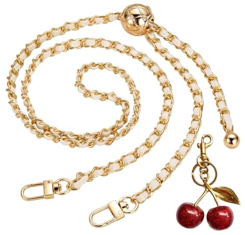 UTreers Crossbody Bag with 47.2" Chain Strap — A0 Ajustable Gold Chain White+cherry
