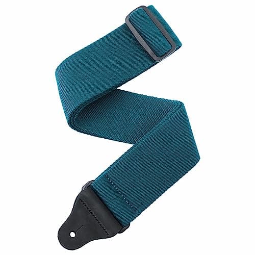 Solid Color Cotton Guitar Strap for Bass, Electric & Acoustic - Stripe Brown — Haze Blue