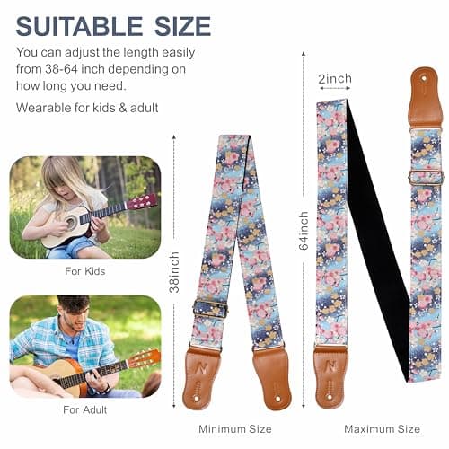 Cotton Guitar Strap Kit for Acoustic Guitar and Ukulele
