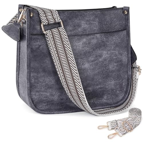 Caitina Women's Vegan Leather Adjustable Strap Crossbody Hobo Purse — A3-grey