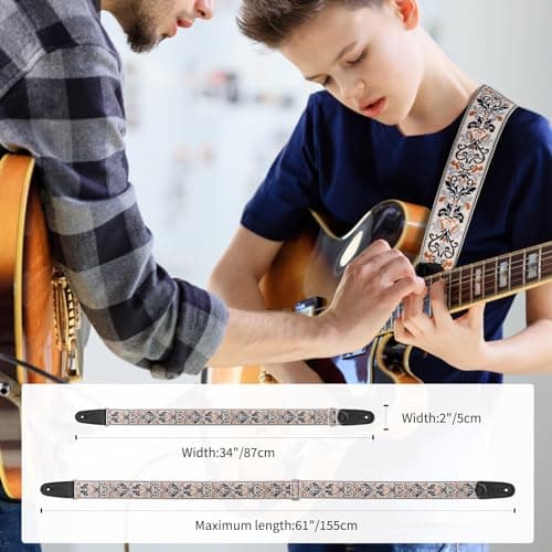 LEKATO Electric Bass Acoustic Guitar Floral Jacquard Embroidery 2" Wide Padded Guitar Straps with Picks & Blocks (Blue Flower White)
LEKATO Electric Bass Acoustic Guitar Floral Jacquard Embroidery 2" Wide Guitar Strap for Comfort and Style (Blue Flow