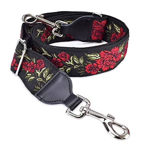 CloudMusic Handbag Crossbody Strap with Silver Clips — Red Roses