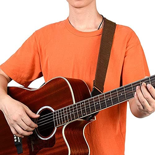 BestSounds Soft Cotton Genuine Leather Guitar Strap for All Guitars