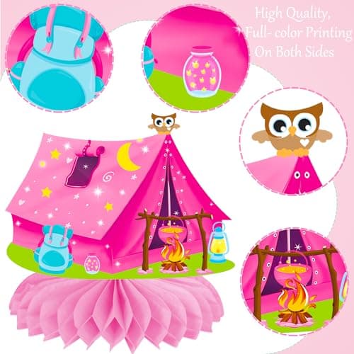 Camping Birthday Honeycomb Centerpieces for Happy Camper Parties Supplies