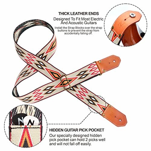 Nefelibata Cool Woven Guitar Strap for Acoustic, Bass, Electric - Gift for Guitarists