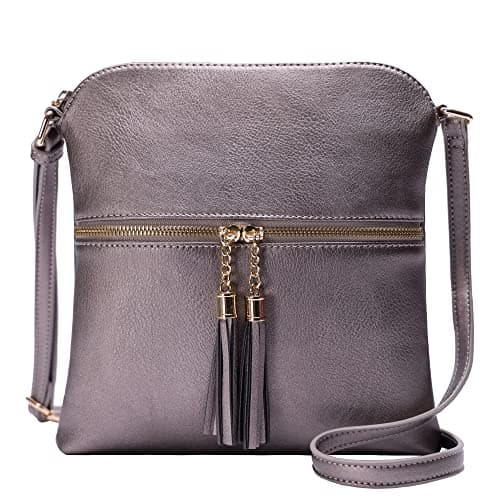 Solene Women's Lightweight Tassel Crossbody Purse, Perfect Daily and Travel Bag — Pewter5
