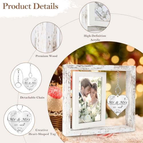 Personalized Mr & Mrs Rotating Floating Picture Frame 4x6