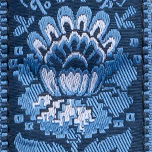 KLIQ Vintage Woven Guitar Strap for Acoustic & Electric Guitars — Navy and Light Blue Sunburst