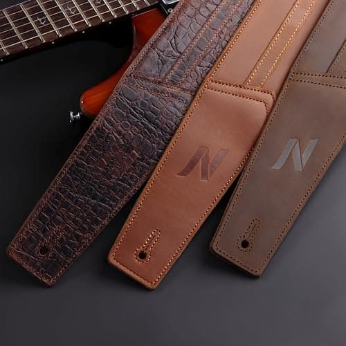 Nefelibata Full Grain Cowhide Guitar Strap with Foam Padding and Cable Loop