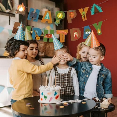 Happy Birthday Campfire Tent Oil Lamp Banner